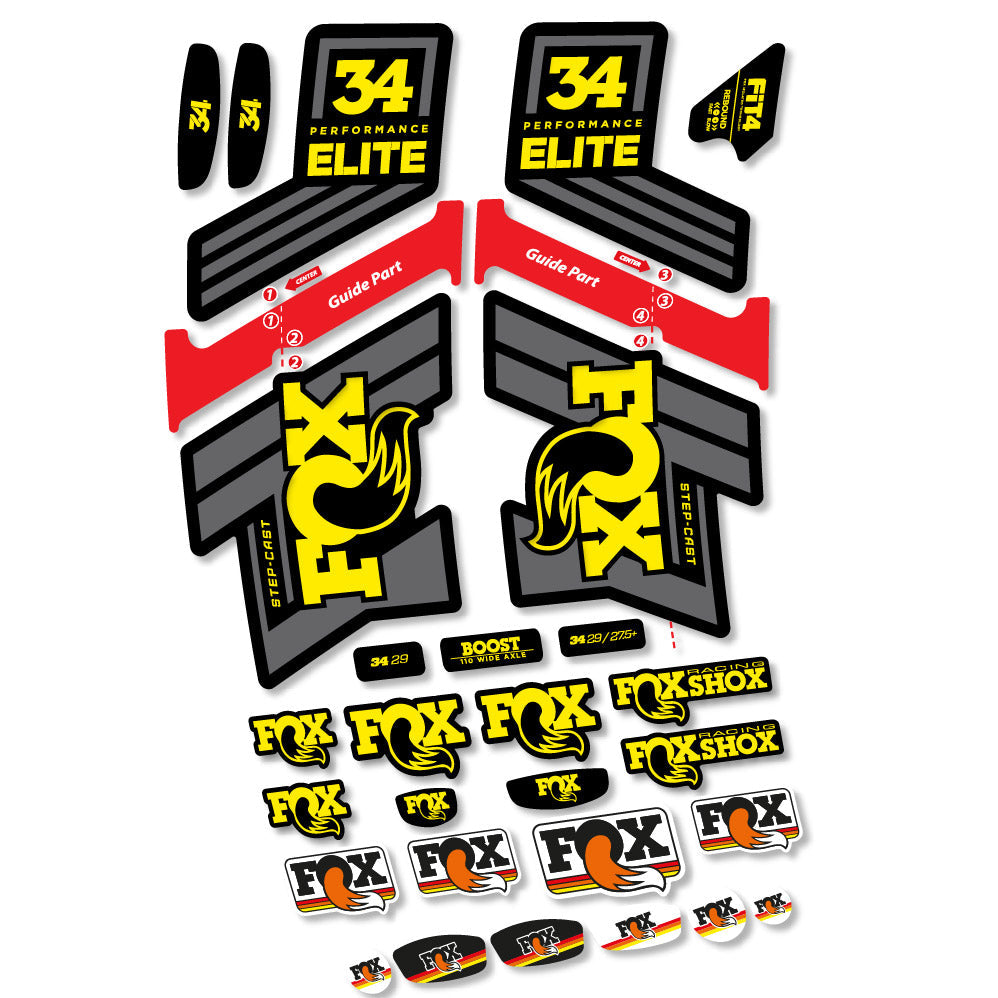 Stickers Fox 34 SC Elite 2019 compatibles - Autocollants fourche VTT