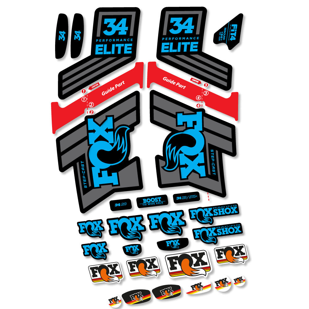 Stickers Fox 34 SC Elite 2019 compatibles - Autocollants fourche VTT