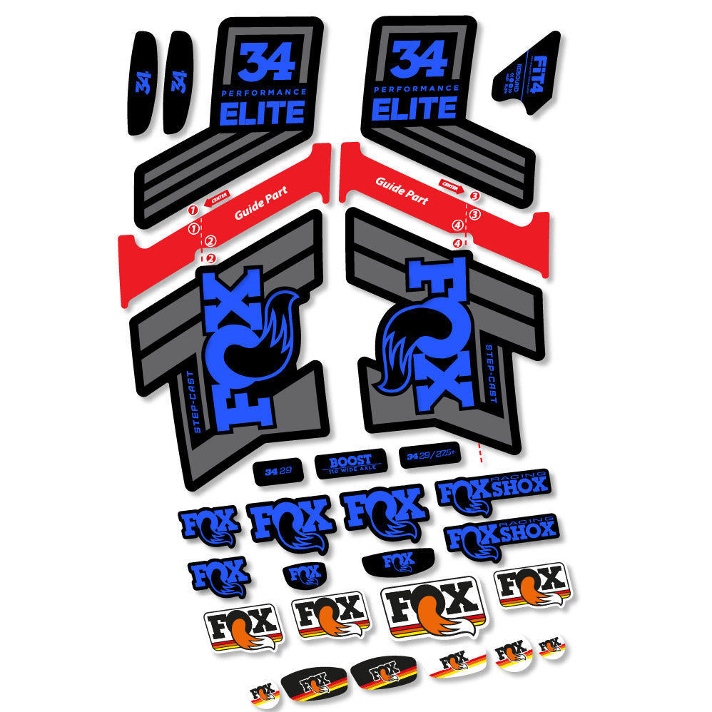 Stickers Fox 34 SC Elite 2019 compatibles Autocollants fourche VTT 29"