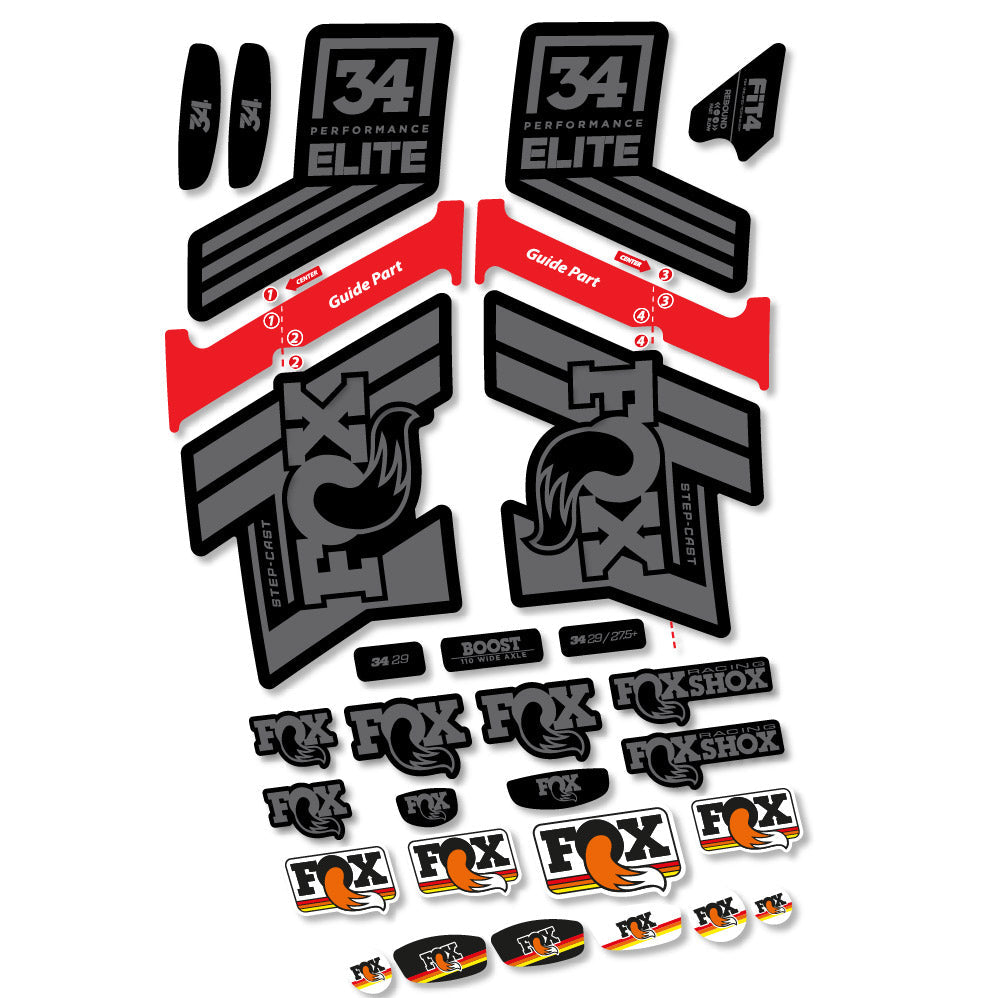 Stickers Fox 34 SC Elite 2019 compatibles - Autocollants fourche VTT