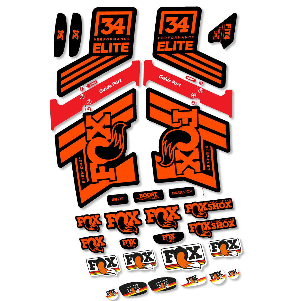Stickers Fox 34 SC Elite 2019 compatibles - Autocollants fourche VTT