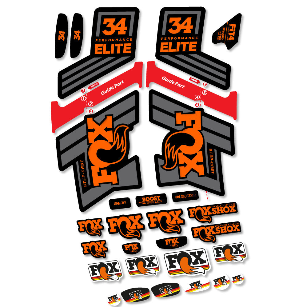 Stickers Fox 34 SC Elite 2019 compatibles - Autocollants fourche VTT