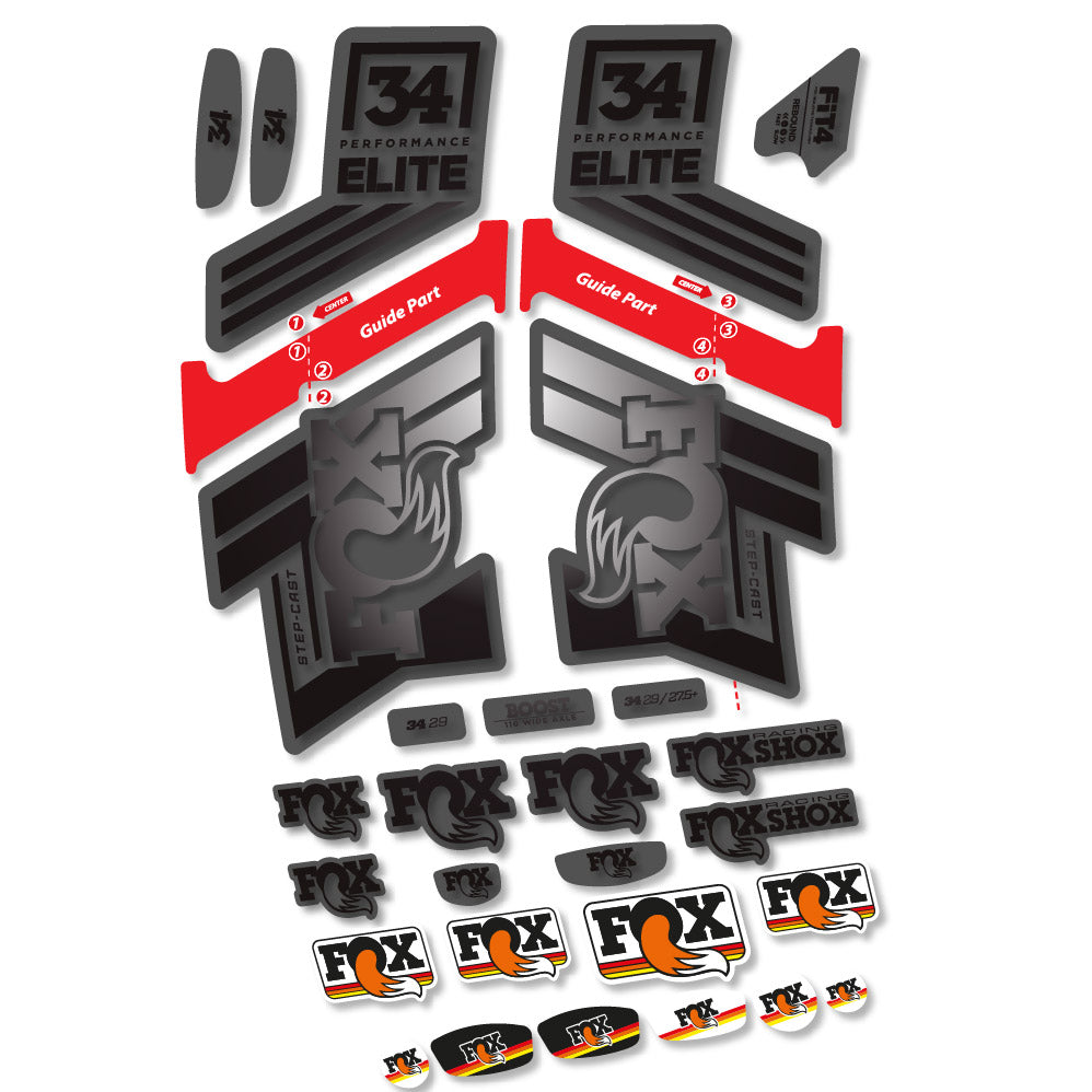 Stickers Fox 34 SC Elite 2019 compatibles - Autocollants fourche VTT