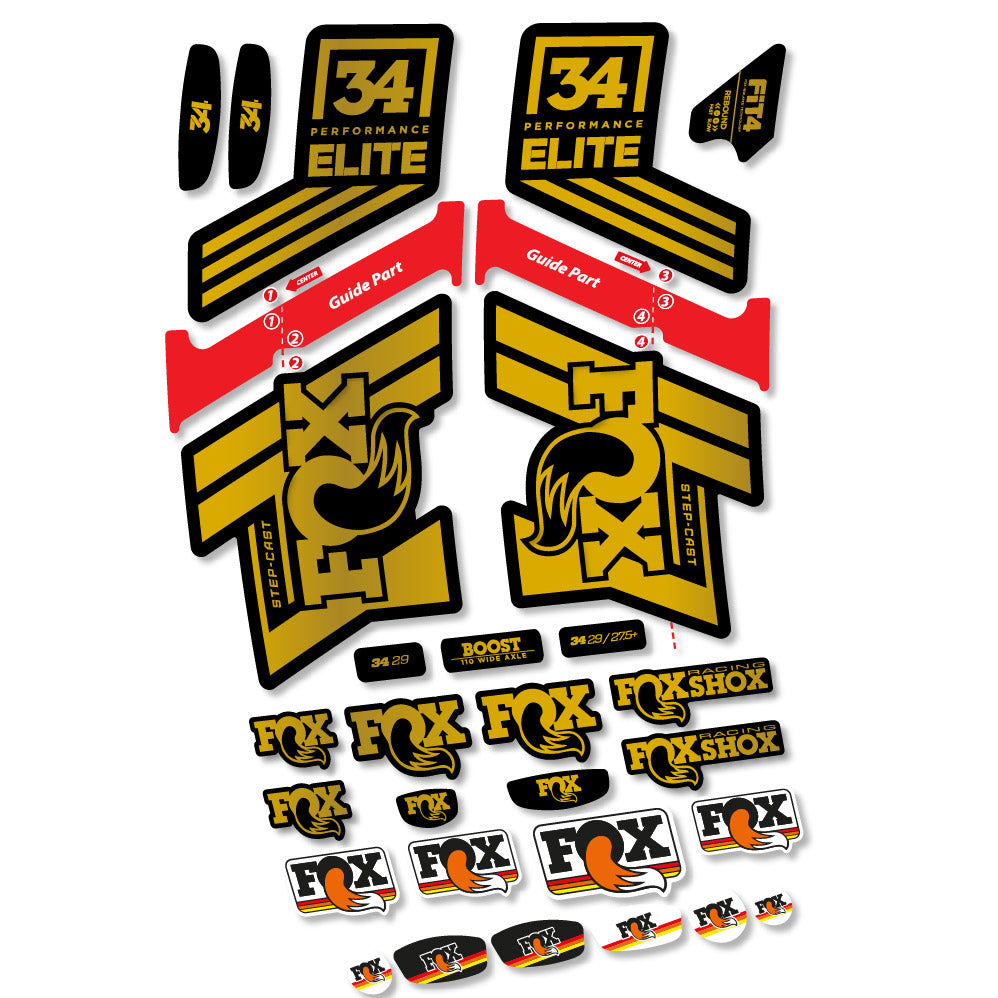 Stickers Fox 34 SC Elite 2019 compatibles Autocollants fourche VTT 29"