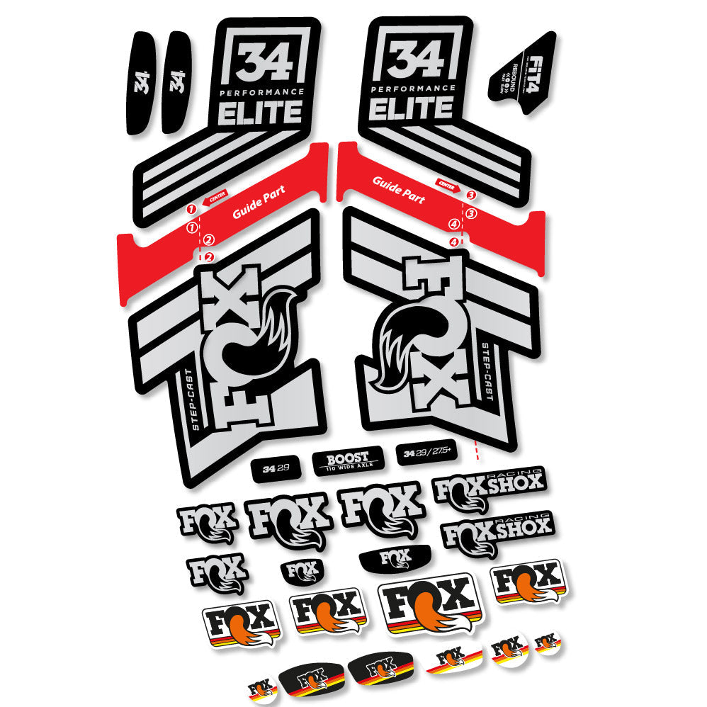 Stickers Fox 34 SC Elite 2019 compatibles - Autocollants fourche VTT