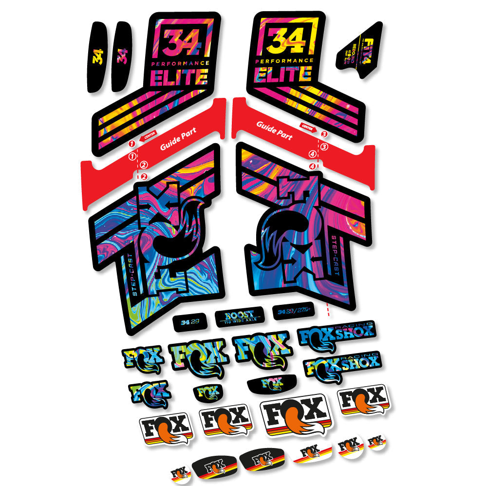 Stickers Fox 34 SC Elite 2019 compatibles - Autocollants fourche VTT