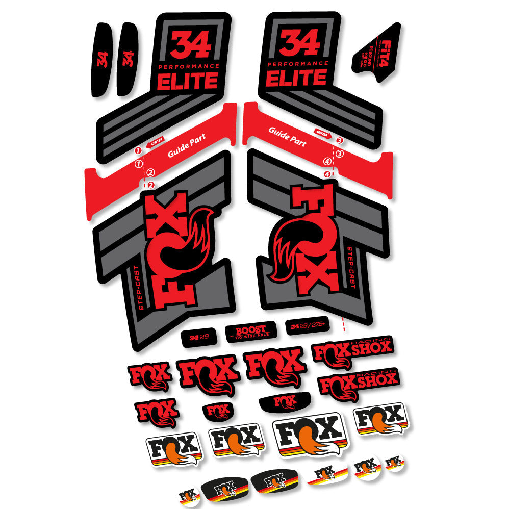 Stickers Fox 34 SC Elite 2019 compatibles - Autocollants fourche VTT