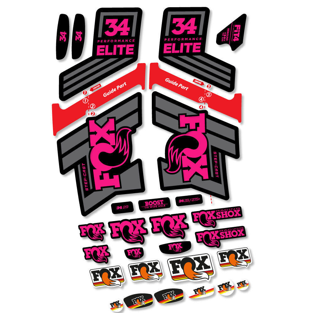 Stickers Fox 34 SC Elite 2019 compatibles - Autocollants fourche VTT