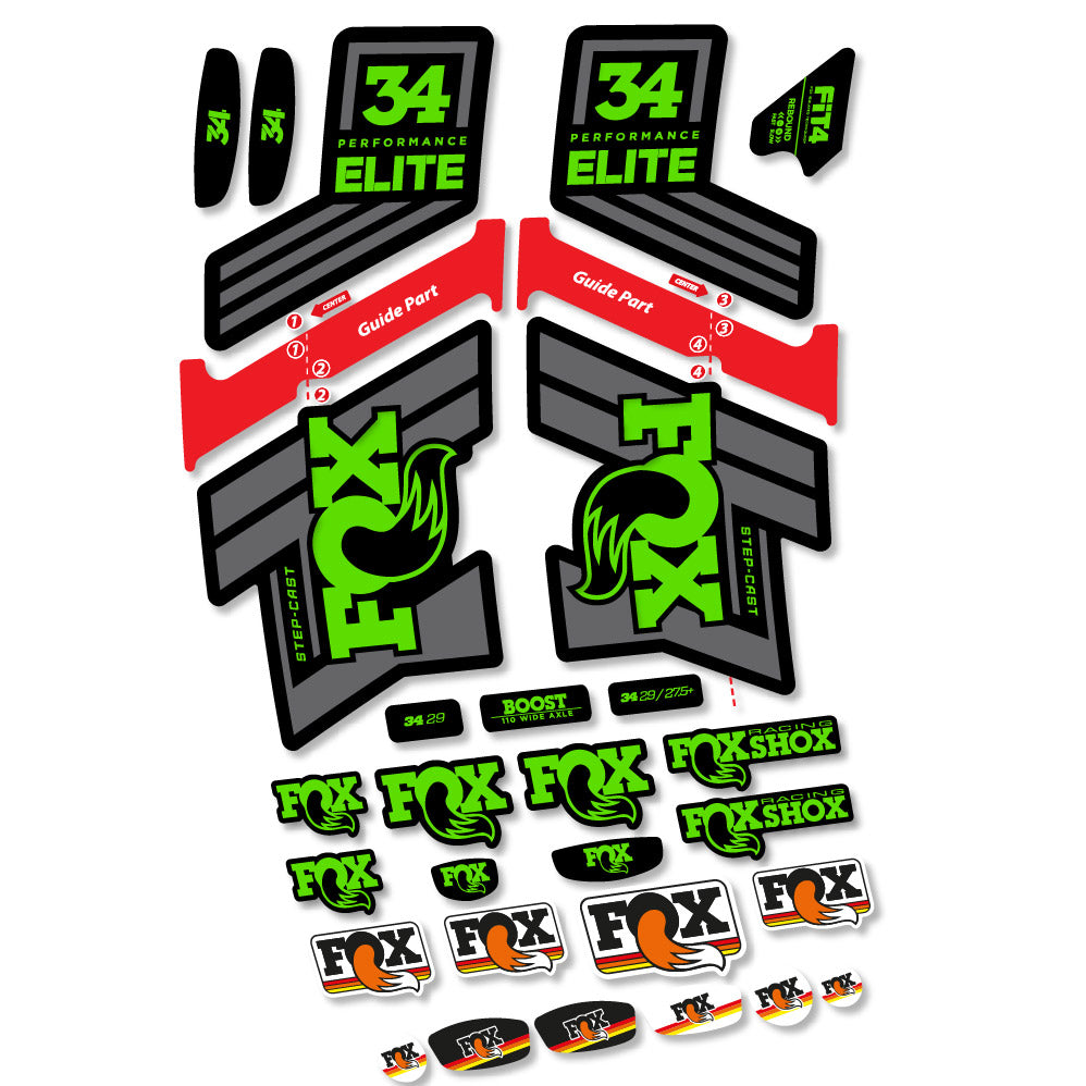 Stickers Fox 34 SC Elite 2019 compatibles - Autocollants fourche VTT