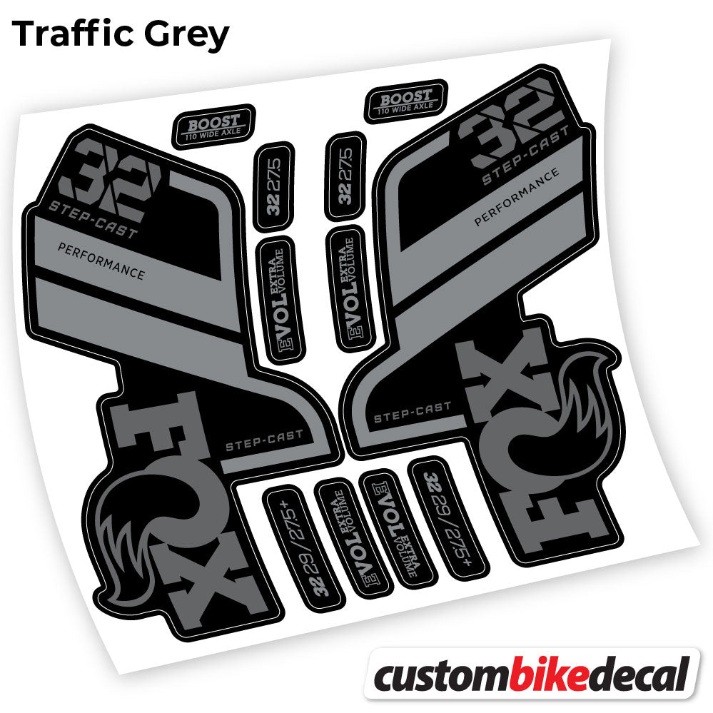 Trac Grey decal for Fox 32 SC Performance Step Cast 2021 fork – bike sticker vinyl