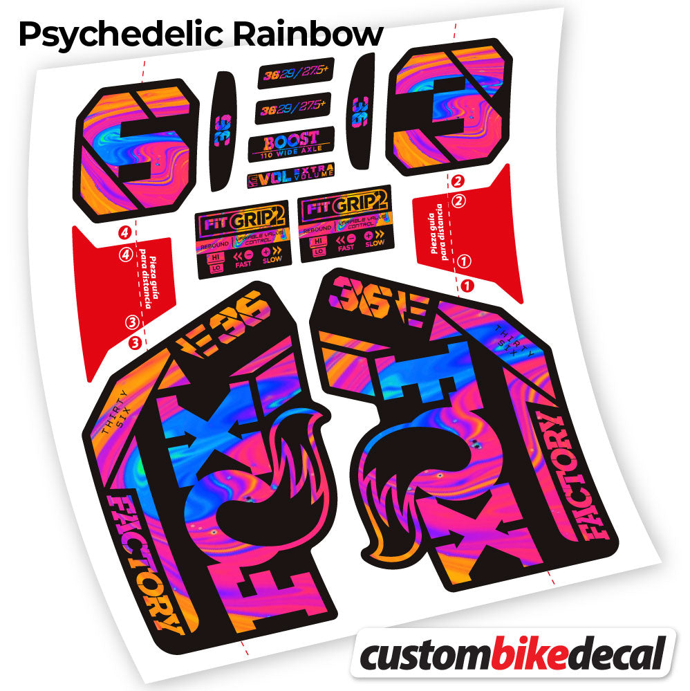 Psychedelic  Rainbow decal for Fox E-Bike Factory 2021 fork – bike sticker vinyl