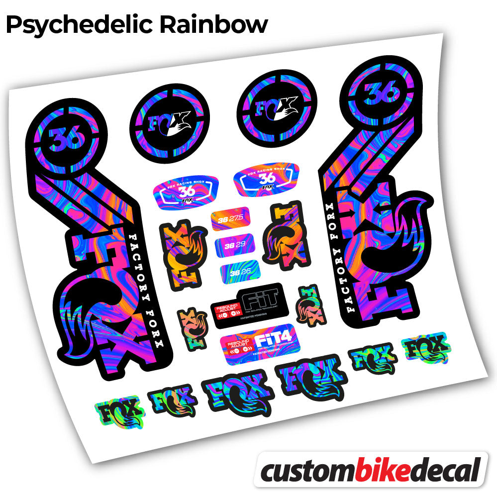 Psychedelic  Rainbow decal for Fox 36 Heritage 2016 fork – bike sticker vinyl