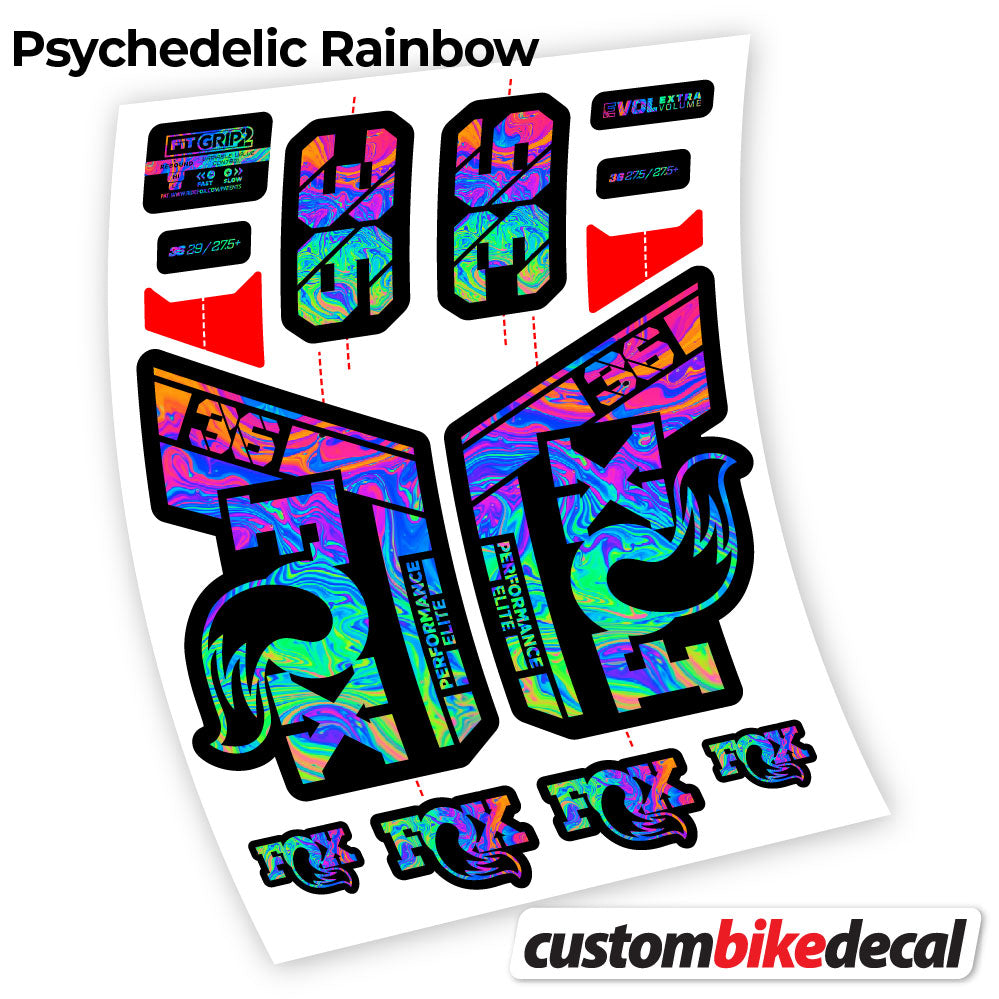 Psychedelic  Rainbow decal for Fox 36 Performance Elite 2021 fork – bike sticker vinyl