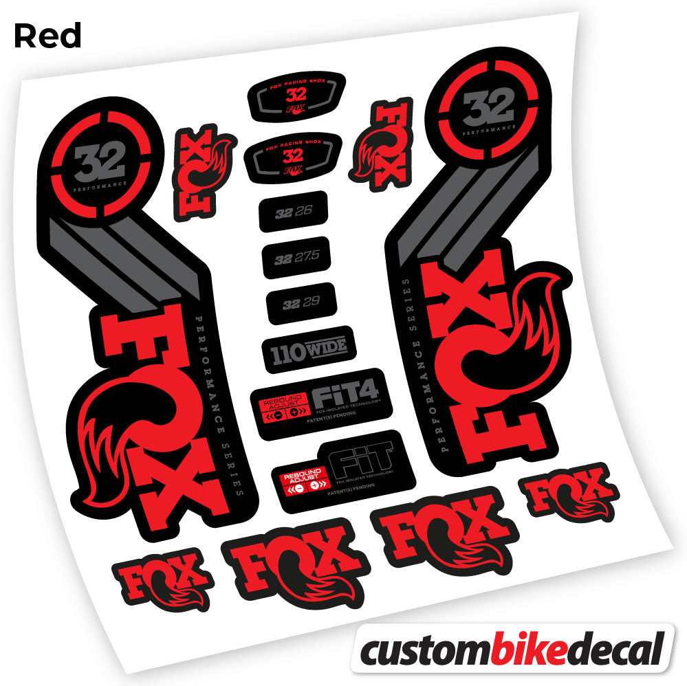 Red decal for Fox 32 Performance 2016 fork – bike sticker vinyl