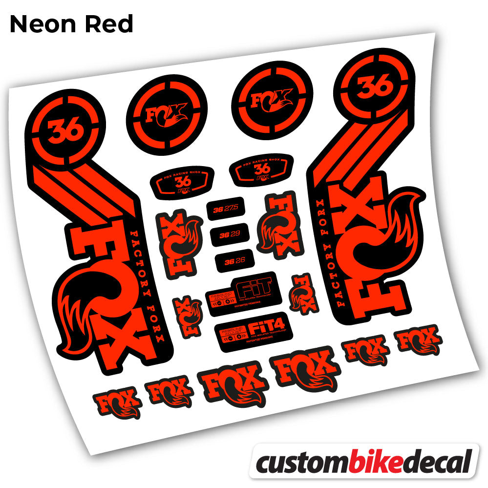 Neon Red decal for Fox 36 Heritage 2016 fork – bike sticker vinyl