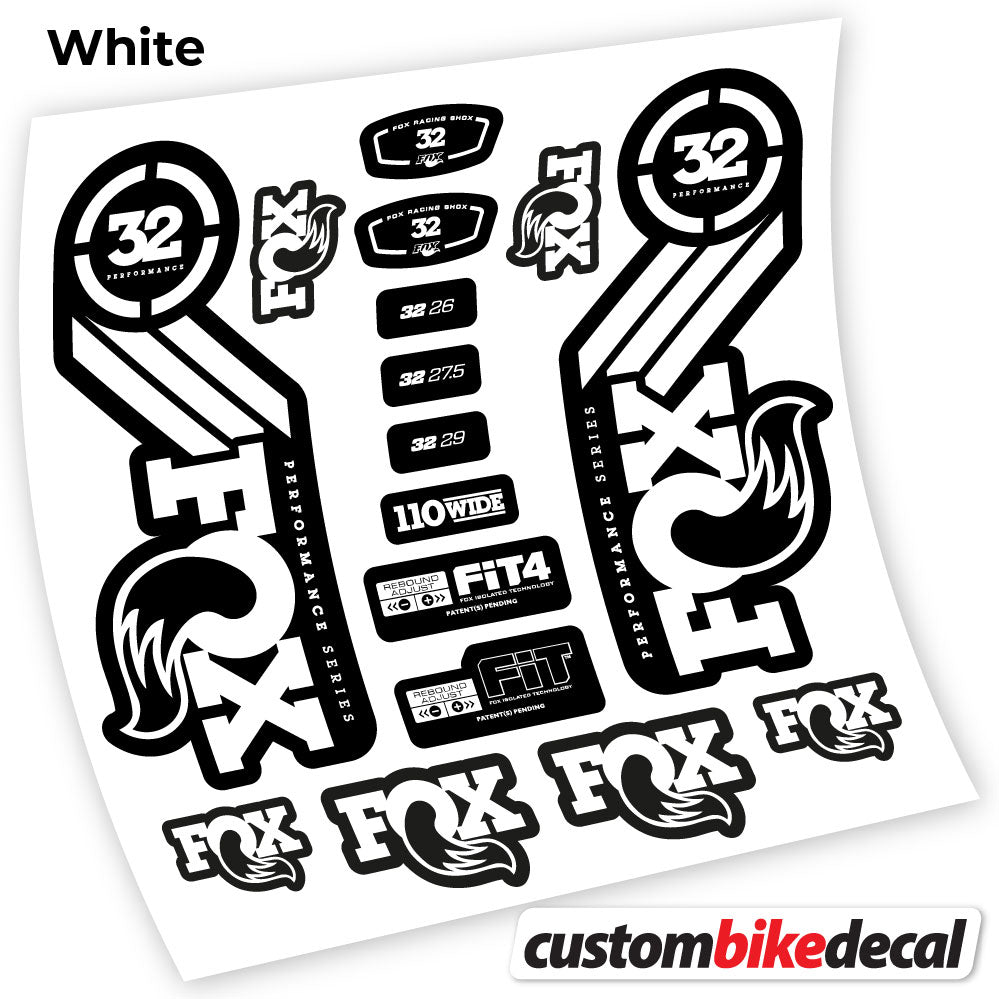 White decal for Fox 32 Performance 2016 fork – bike sticker vinyl