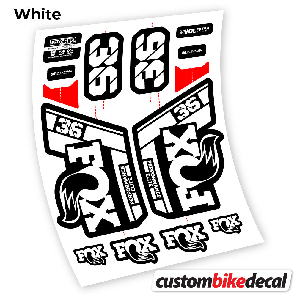 White decal for Fox 36 Performance Elite 2021 fork – bike sticker vinyl