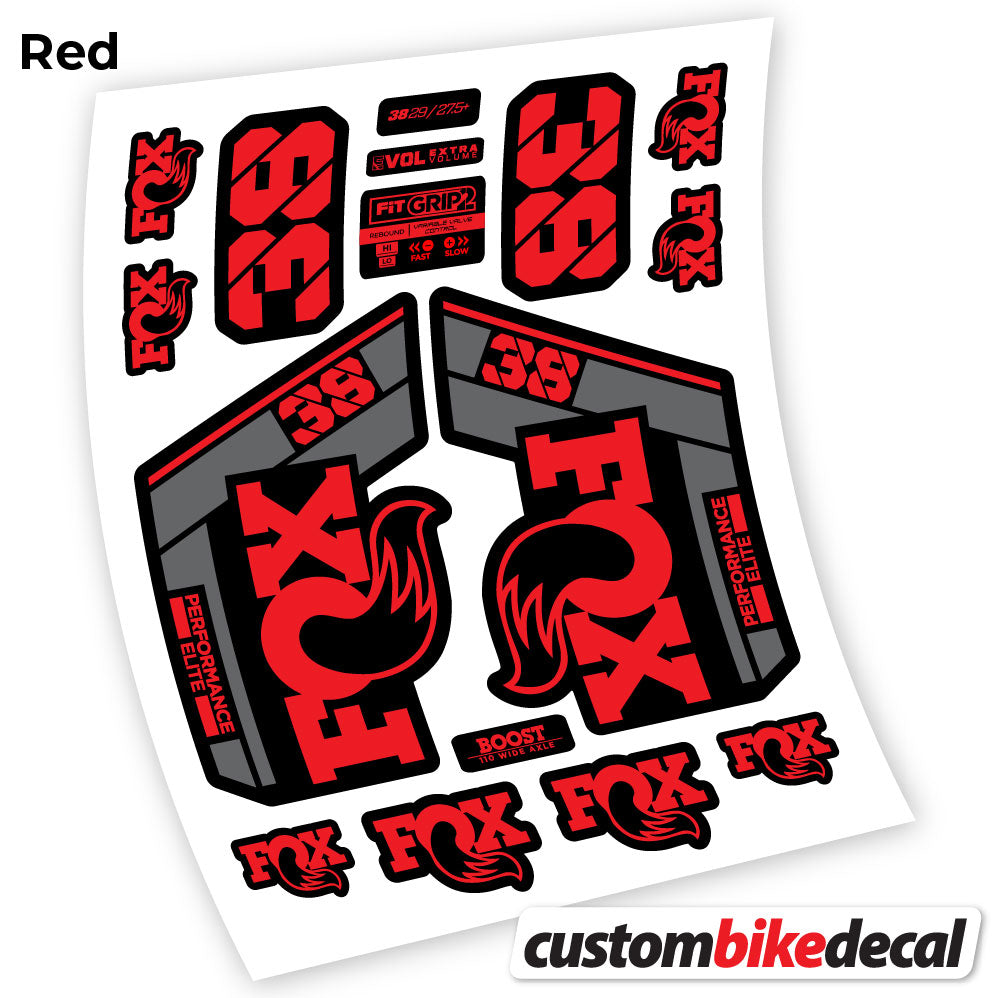 Red decal for Fox 38 Performance Elite 2021 fork – bike sticker vinyl