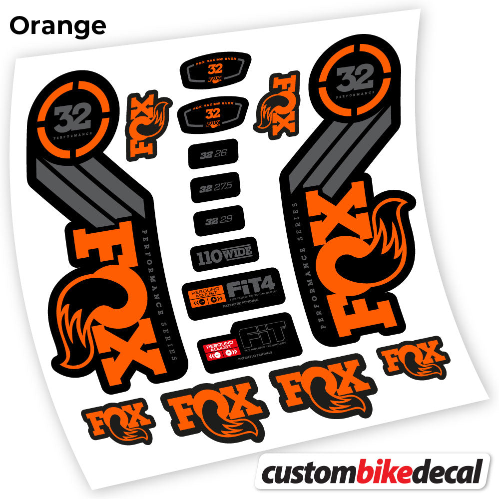 Orange decal for Fox 32 Performance 2016 fork – bike sticker vinyl