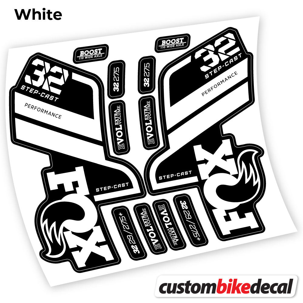 White decal for Fox 32 SC Performance Step Cast 2021 fork – bike sticker vinyl