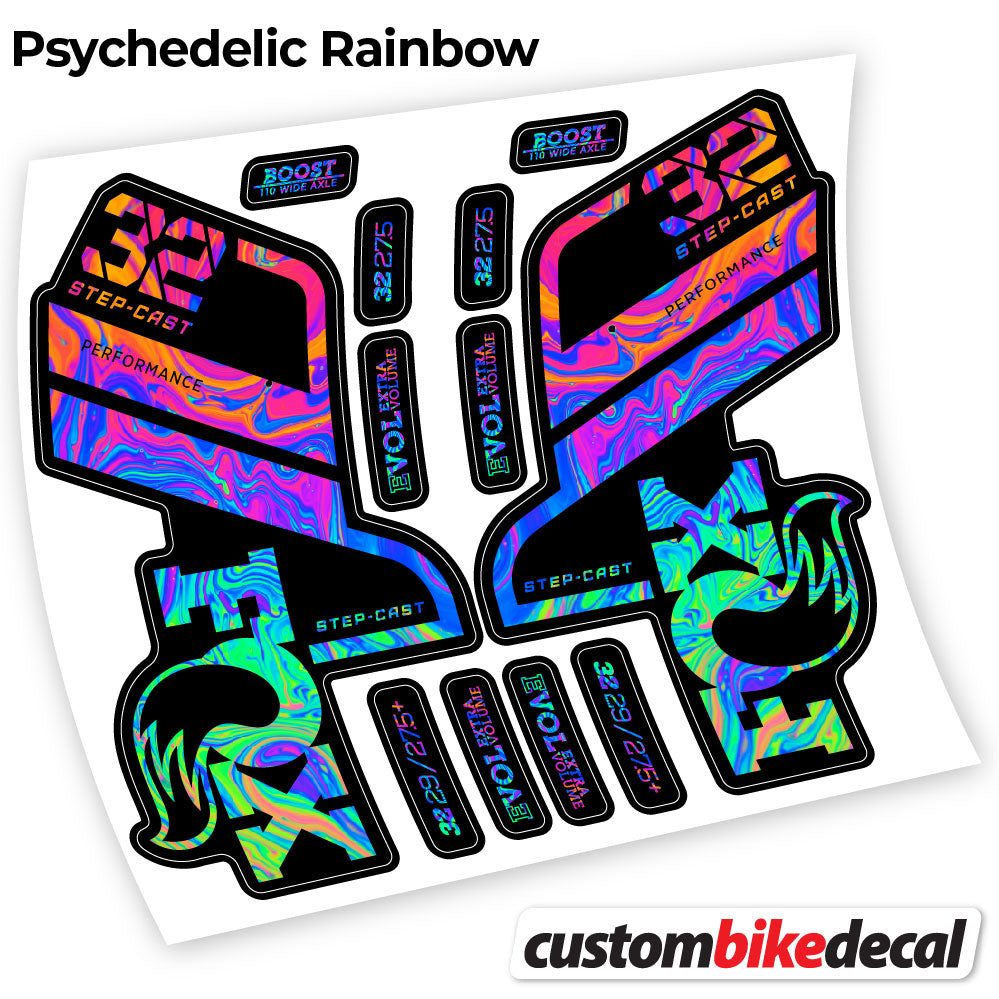 Psychedelic  Rainbow decal for Fox 32 SC Performance Step Cast 2021 fork – bike sticker vinyl
