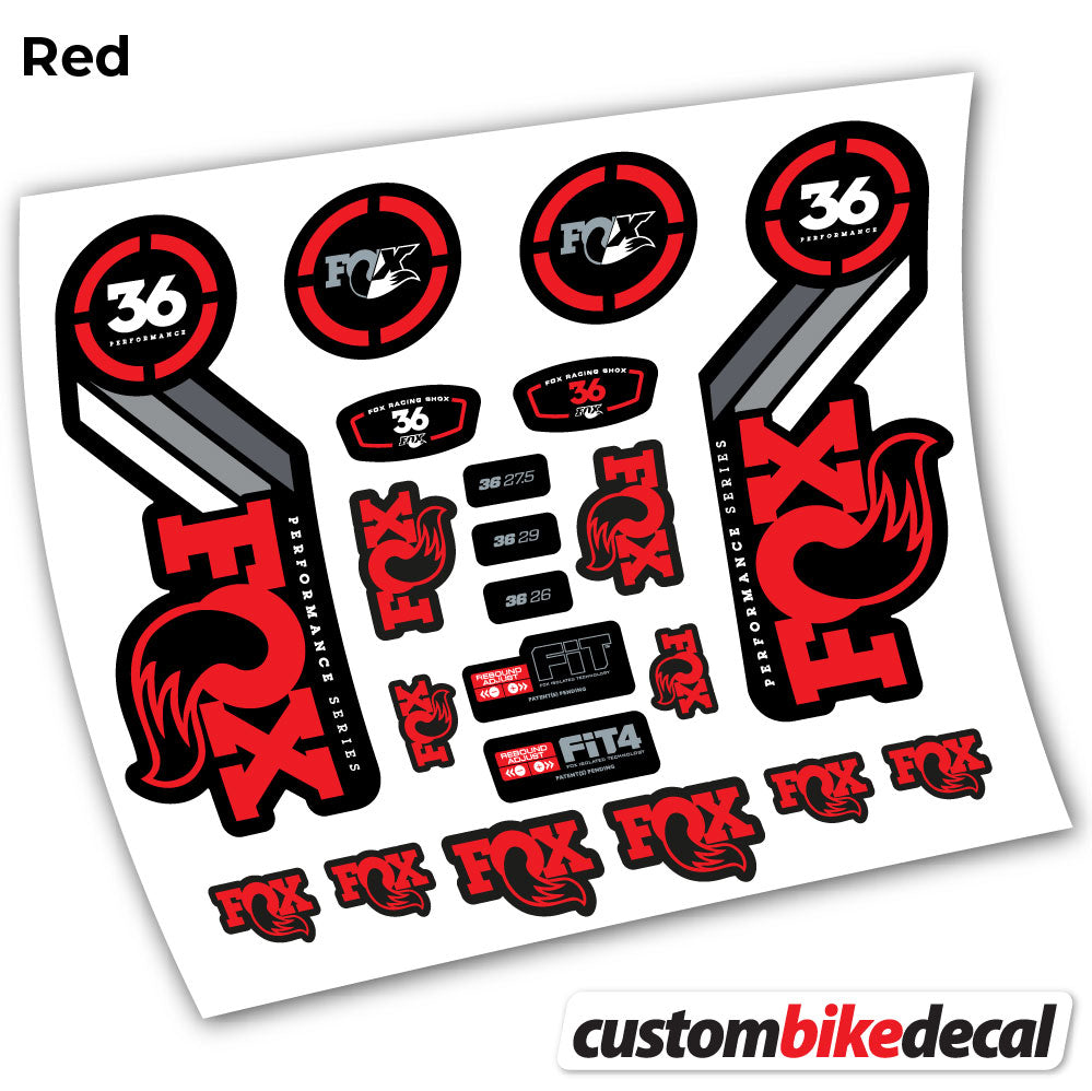 Red decal for . Fox 36 Performance 2016 fork – bike sticker vinyl
