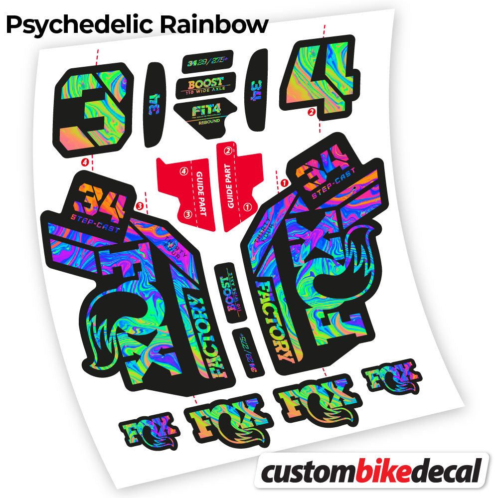 Psychedelic  Rainbow decal for Fox 34 SC Factory 2021 fork – bike sticker vinyl