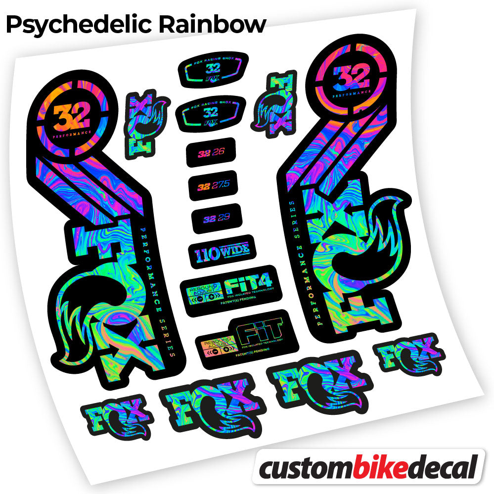Psychedelic  Rainbow decal for Fox 32 Performance 2016 fork – bike sticker vinyl