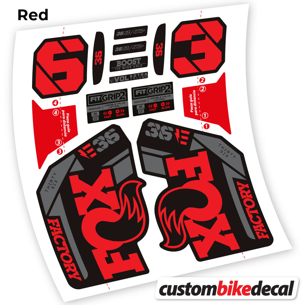 Red decal for Fox E-Bike Factory 2021 fork – bike sticker vinyl