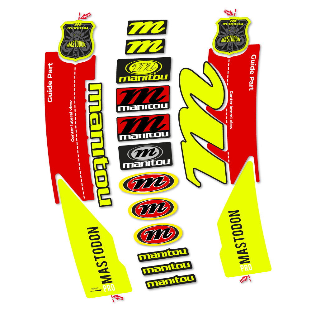 Stickers Manitou Mastodon PRO 2017 compatibles - Autocollants fourche VTT