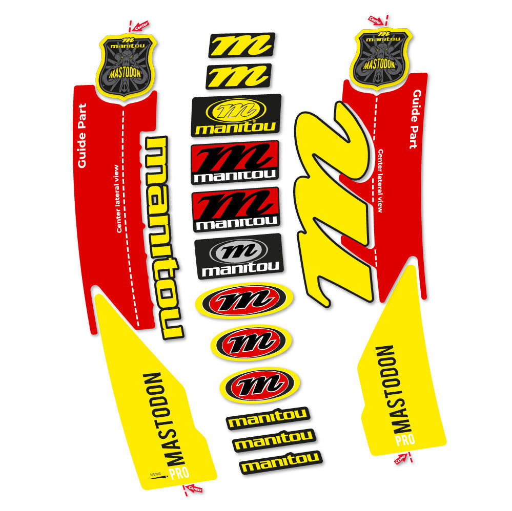 Stickers Manitou Mastodon PRO 2017 compatibles - Autocollants fourche VTT