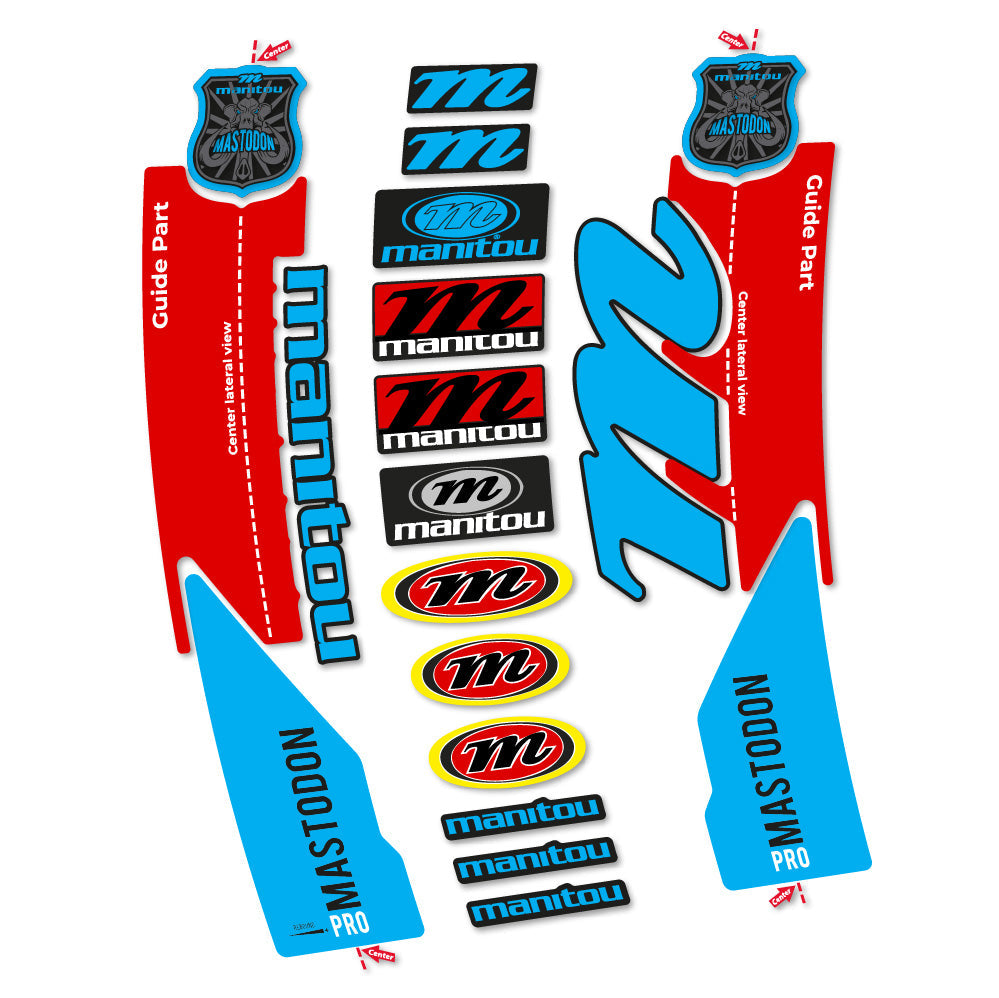 Stickers Manitou Mastodon PRO 2017 compatibles - Autocollants fourche VTT