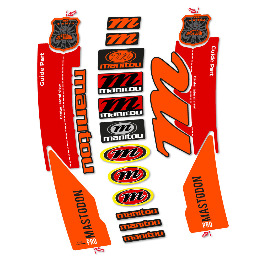 Stickers Manitou Mastodon PRO 2017 compatibles Autocollants fourche VTT 29"