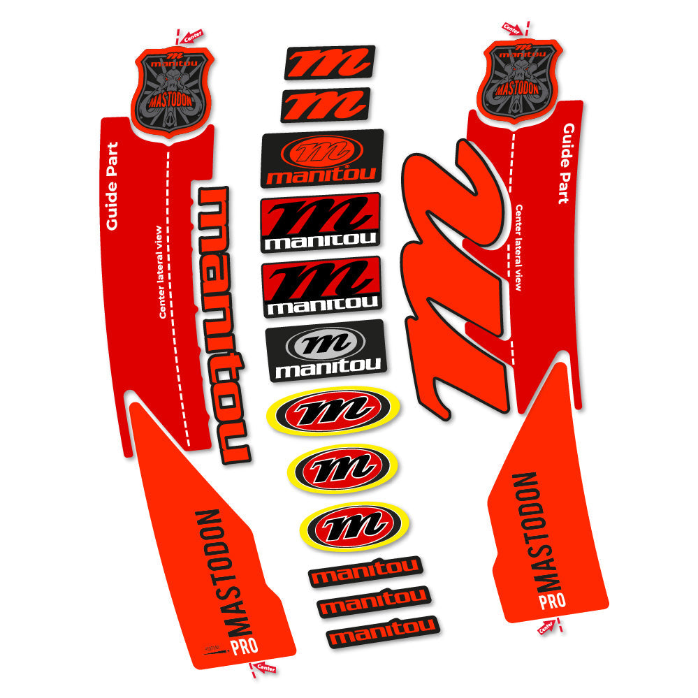 Stickers Manitou Mastodon PRO 2017 compatibles Autocollants fourche VTT 29"