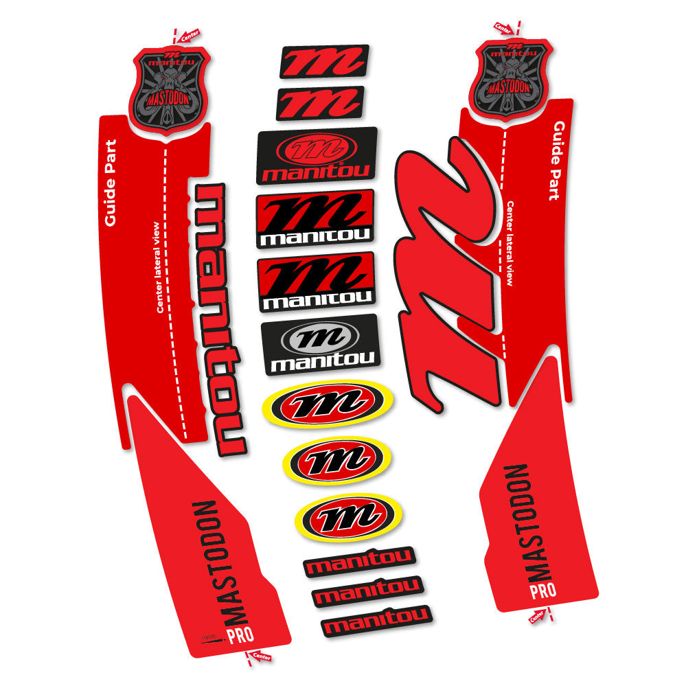 Stickers Manitou Mastodon PRO 2017 compatibles - Autocollants fourche VTT