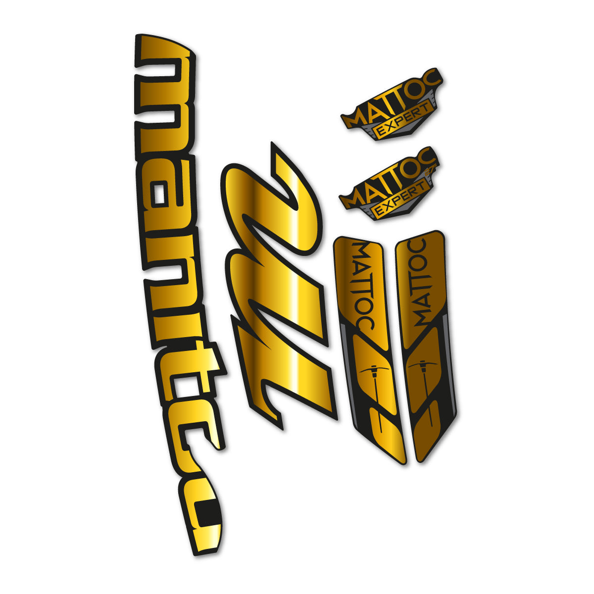 Chrome Gold decal for Manitou Mattoc Expert White 2016-2017 fork – bike sticker vinyl
