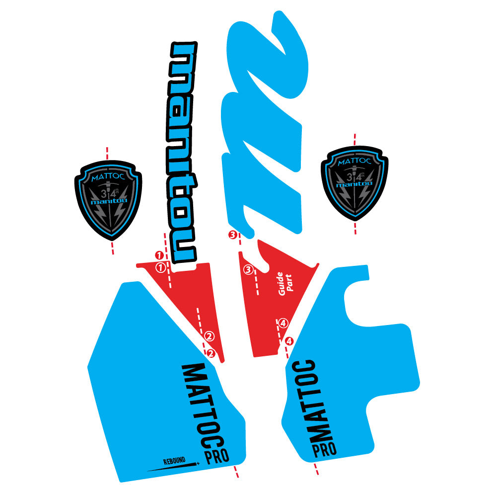 Stickers Manitou Mattoc PRO 2017 compatibles - Autocollants fourche VTT