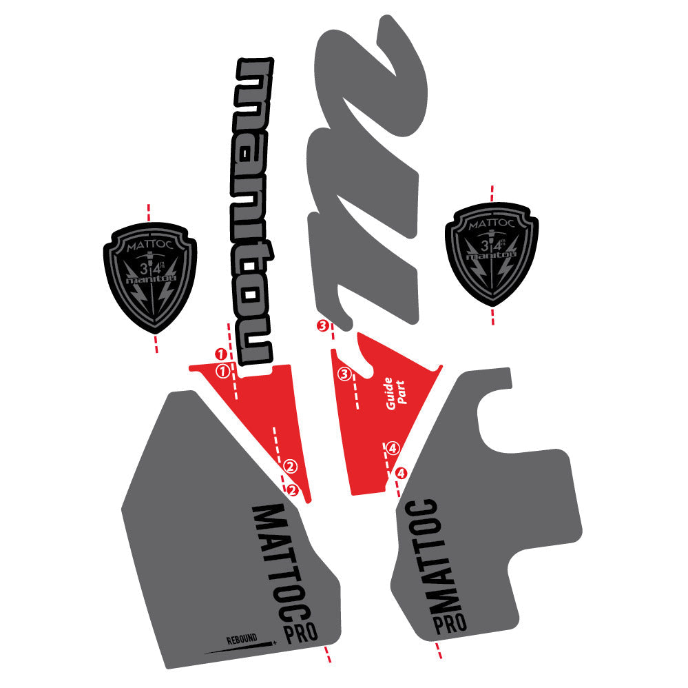 Stickers Manitou Mattoc PRO 2017 compatibles Autocollants fourche VTT 29"