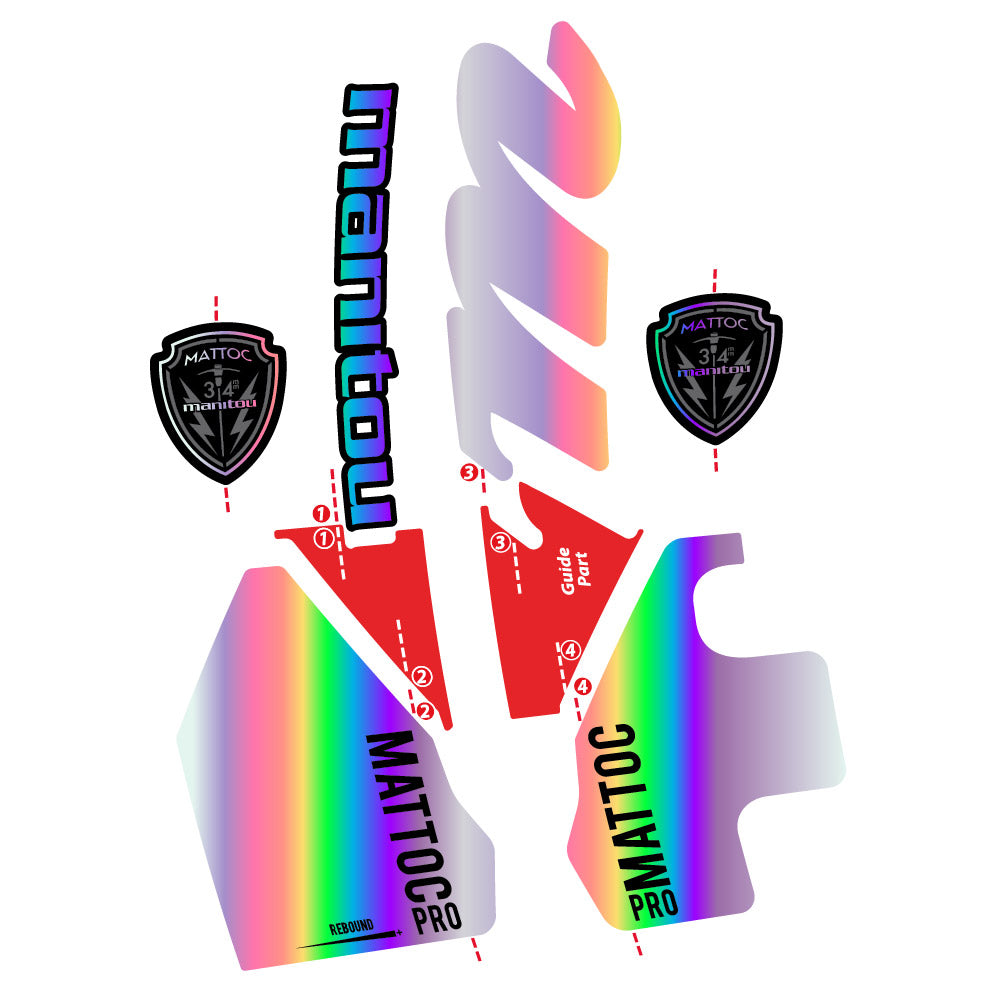 Stickers Manitou Mattoc PRO 2017 compatibles - Autocollants fourche VTT