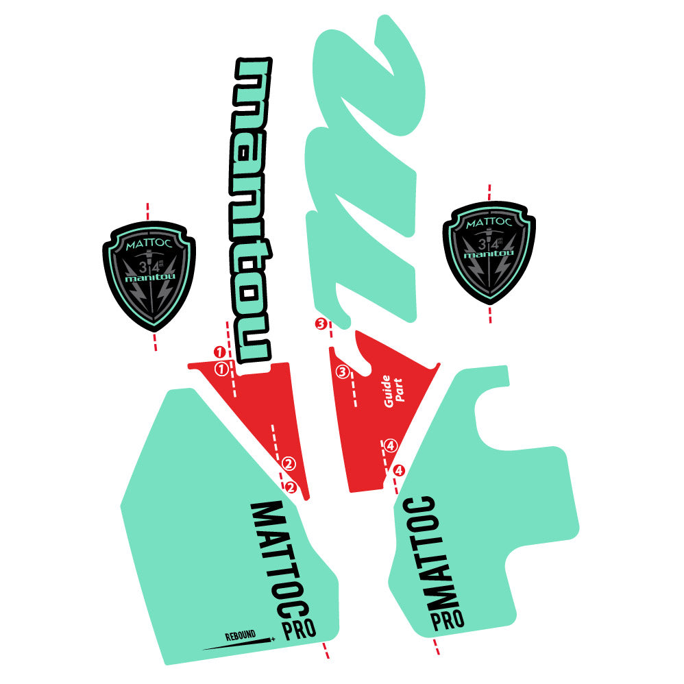 Stickers Manitou Mattoc PRO 2017 compatibles - Autocollants fourche VTT