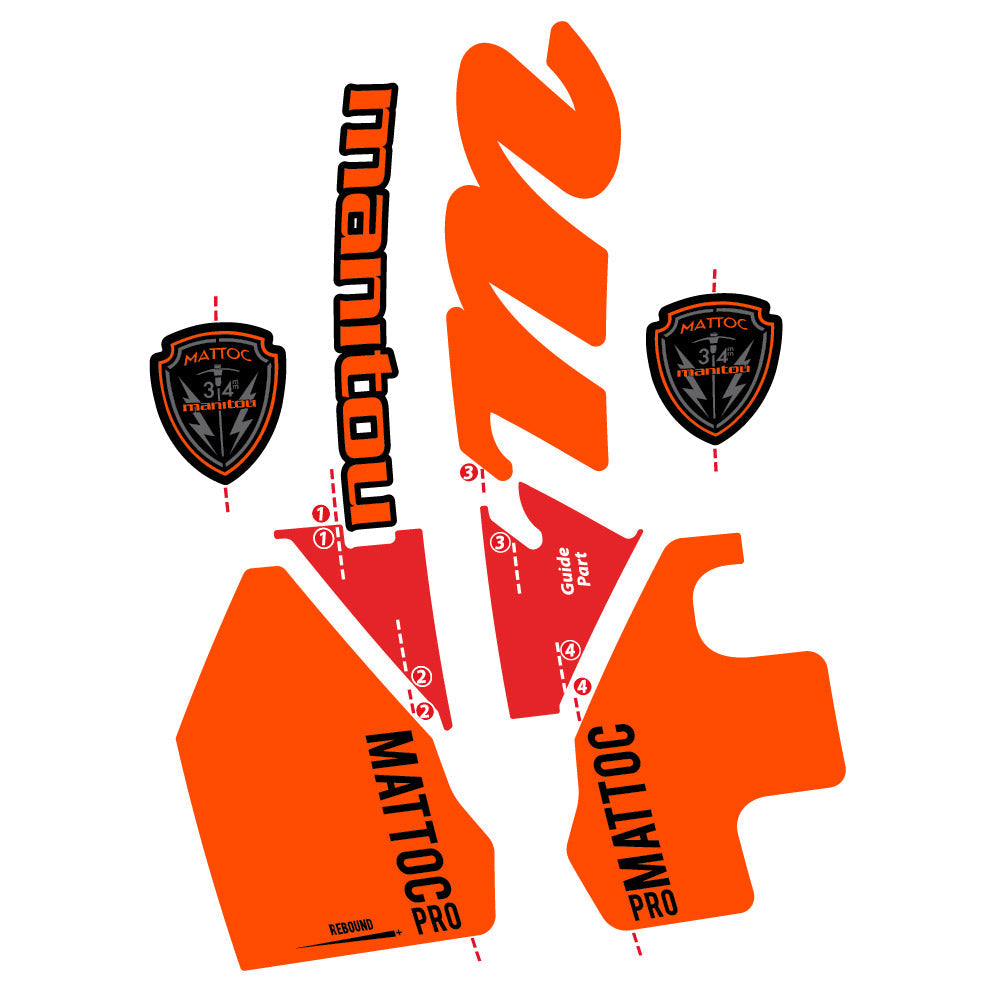 Stickers Manitou Mattoc PRO 2017 compatibles Autocollants fourche VTT 29"