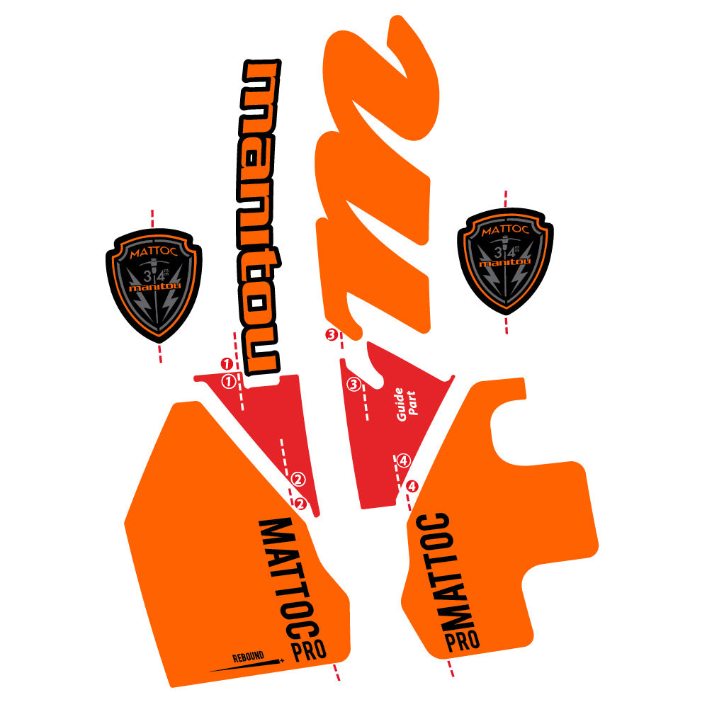 Stickers Manitou Mattoc PRO 2017 compatibles - Autocollants fourche VTT