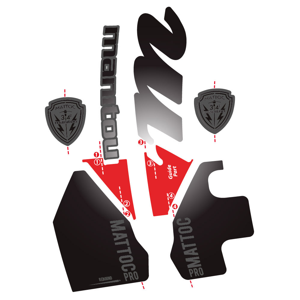 Stickers Manitou Mattoc PRO 2017 compatibles - Autocollants fourche VTT