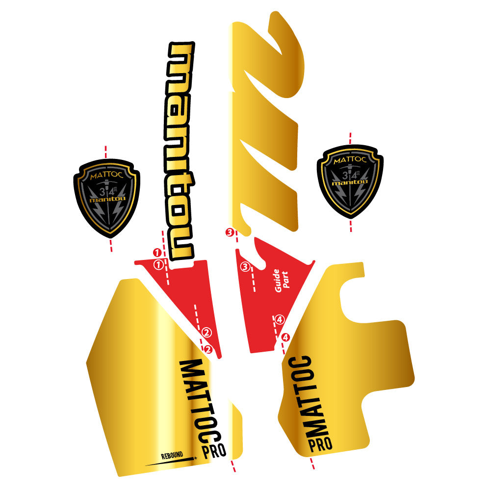 Stickers Manitou Mattoc PRO 2017 compatibles - Autocollants fourche VTT