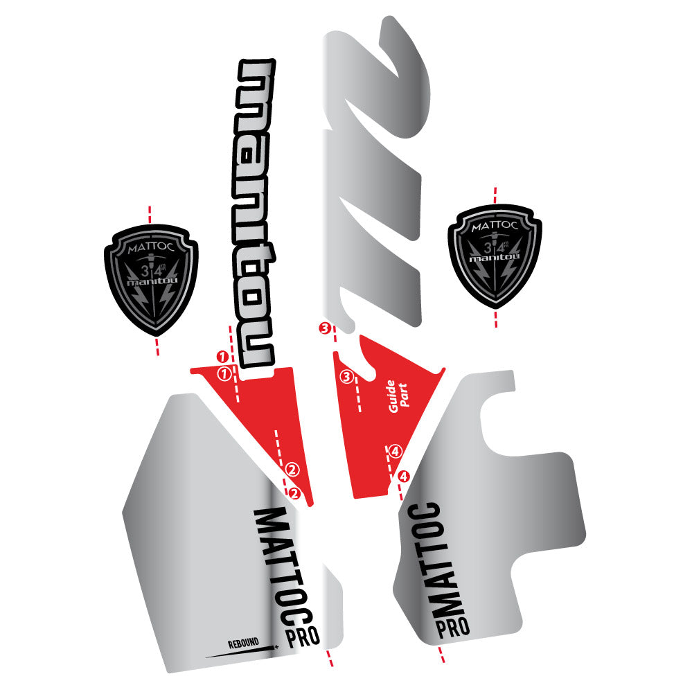 Stickers Manitou Mattoc PRO 2017 compatibles - Autocollants fourche VTT