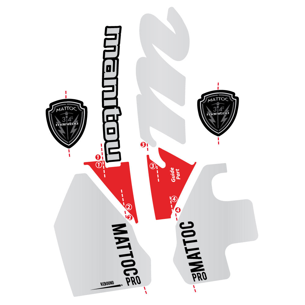 Stickers Manitou Mattoc PRO 2017 compatibles - Autocollants fourche VTT
