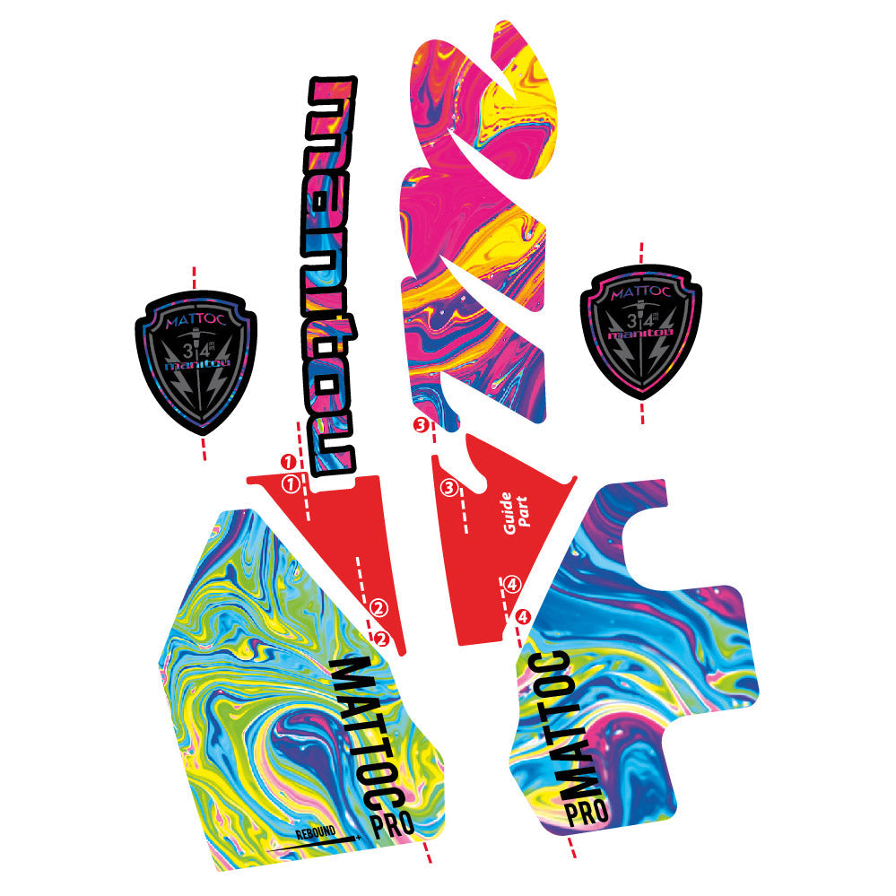 Stickers Manitou Mattoc PRO 2017 compatibles - Autocollants fourche VTT