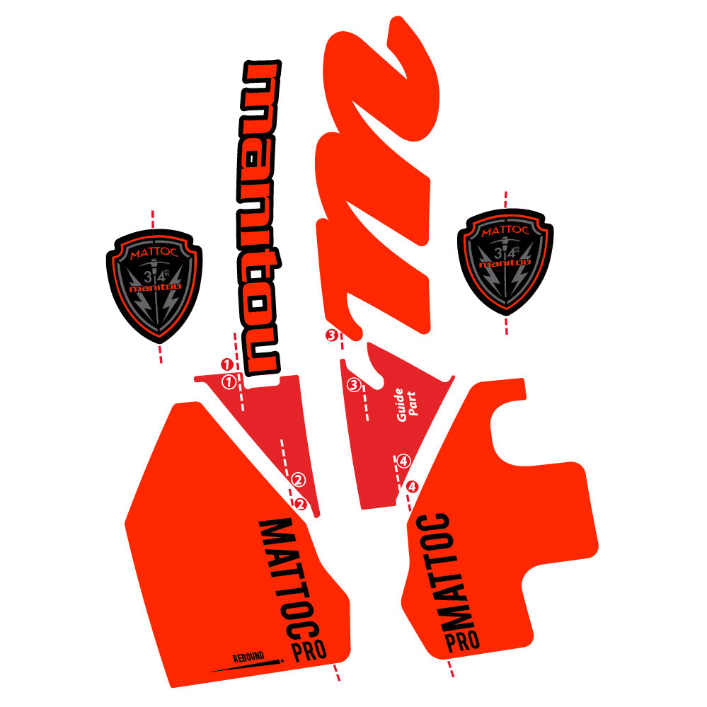 Stickers Manitou Mattoc PRO 2017 compatibles Autocollants fourche VTT 29"
