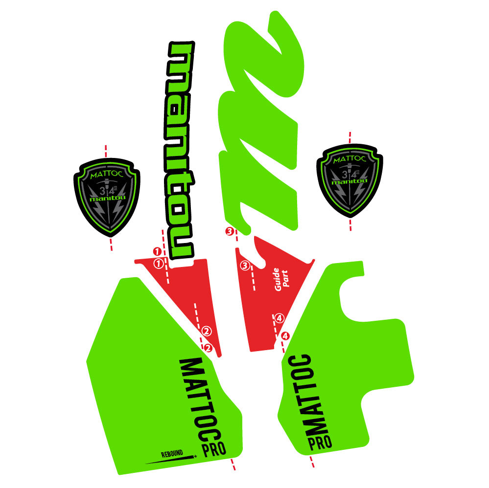 Stickers Manitou Mattoc PRO 2017 compatibles - Autocollants fourche VTT