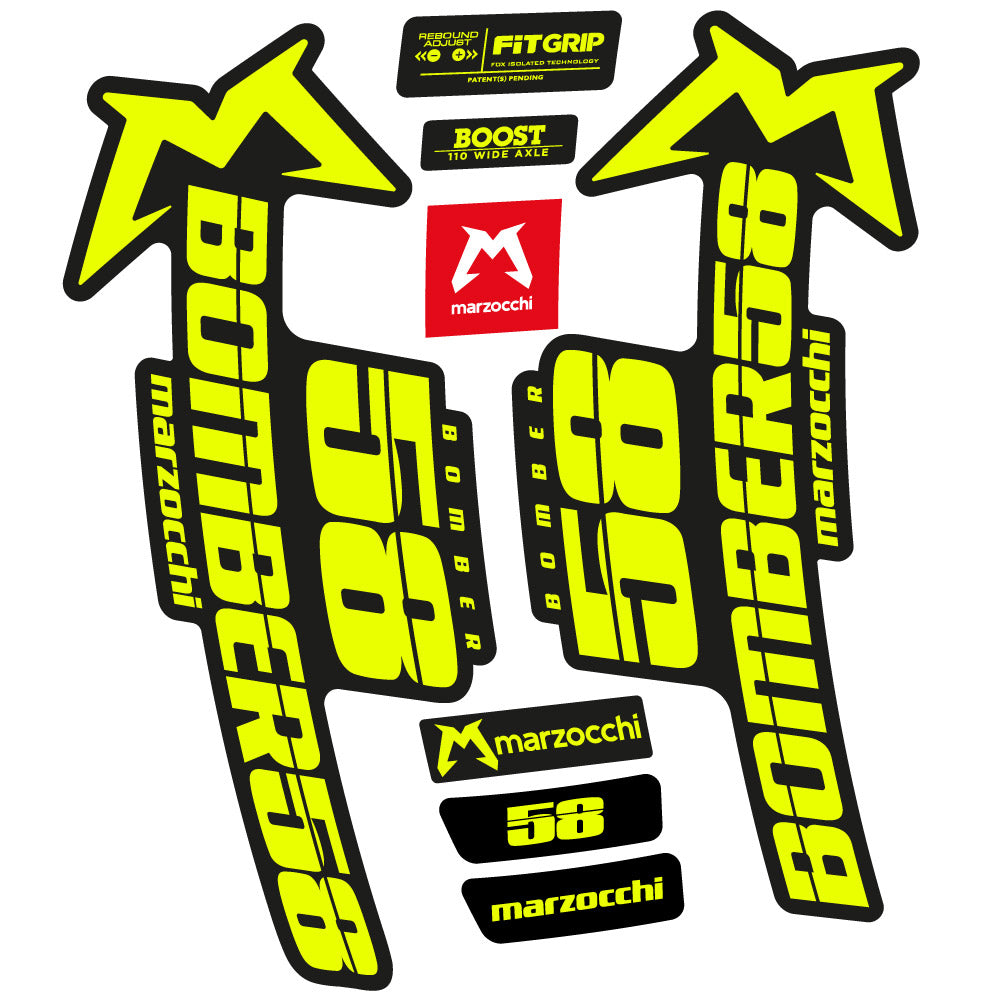 Stickers Marzocchi Bomber 58 2019-2020 compatibles - Autocollants fourche VTT